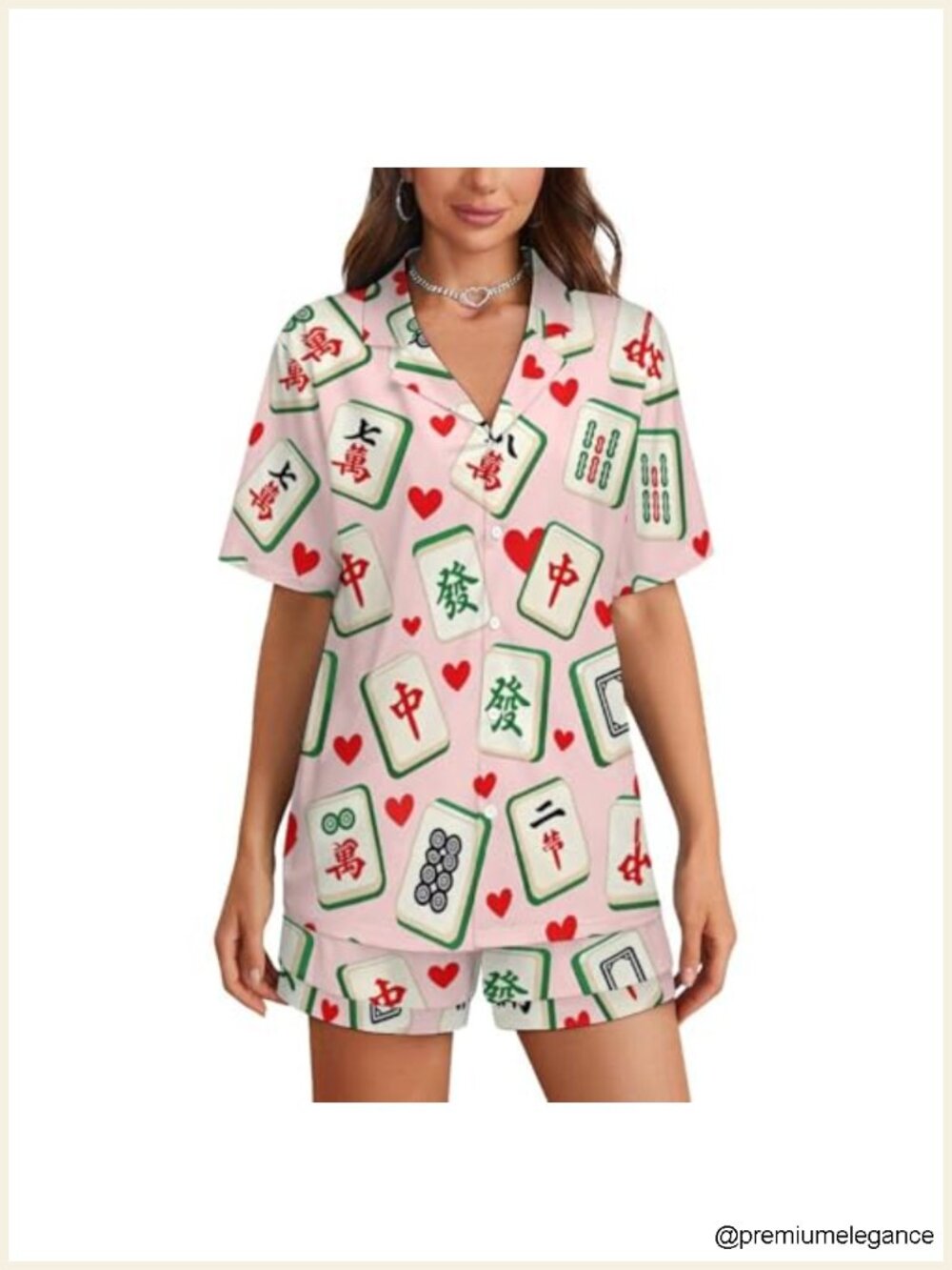 Women's 2 Piece Pajama Set Button Down Short Sleeve Top and Shorts Soft Satin